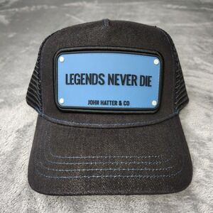 John Hatter & Co. "Legends Never Die" Trucker Hat‎ Patch Cap Black/Blue Snapback